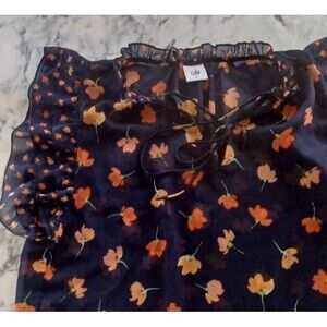 Cabi Women M Shirt Top Sleeveless Sheer  Ruffles Floral Sheer Boho Cottagecore